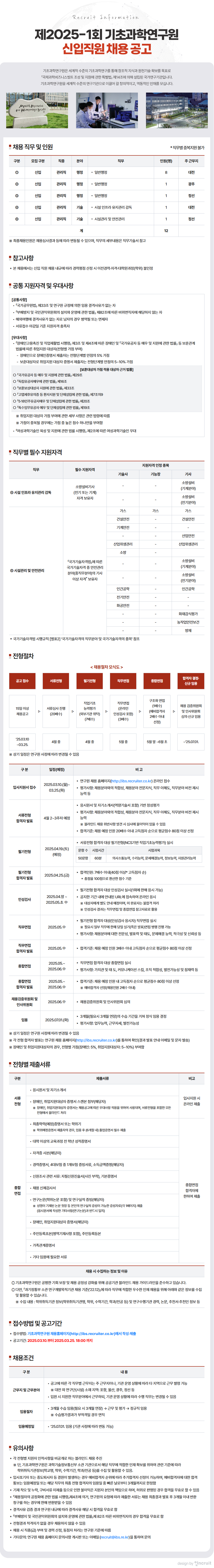 [기초과학연구원] 제2025-1회 기초과학연구원 신입직원 채용 공고