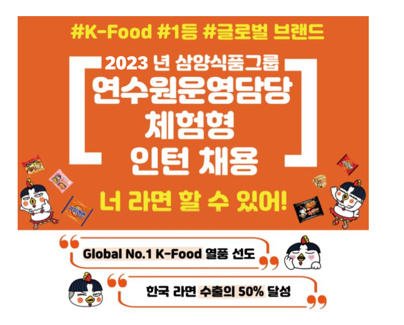 삼양식품 채용 : 삼양식품(주) 연수원운영담당 체험형 인턴 채용 - 인크루트 채용정보 삼양식품(주),삼양식품(주) 연수원운영담당 체험형 인턴... 