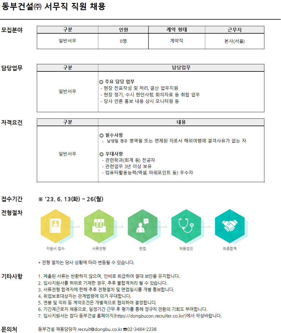 동부건설 채용 : [동부건설(주)] 서무직 직원 채용 - 인크루트 채용정보 동부건설 (주),[동부건설(주)] 서무직 직원 채용 : 인크루트 채용