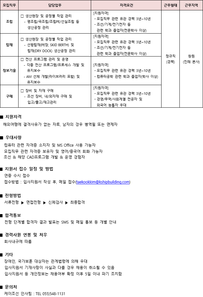 케이조선 채용 : 2023년 케이조선 경력사원 수시 채용공고 - 인크루트 채용정보 주식회사 케이조선,2023년 케이조선 경력사원 수시 모집공고... 